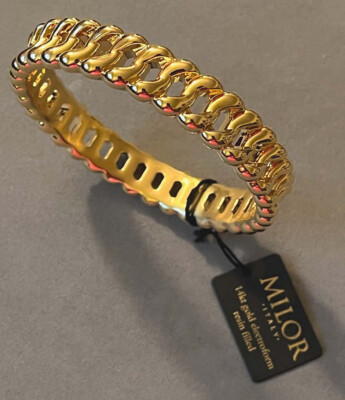 Italian MILOR 14K Gold Resin Chain Link Bangle Bracelet