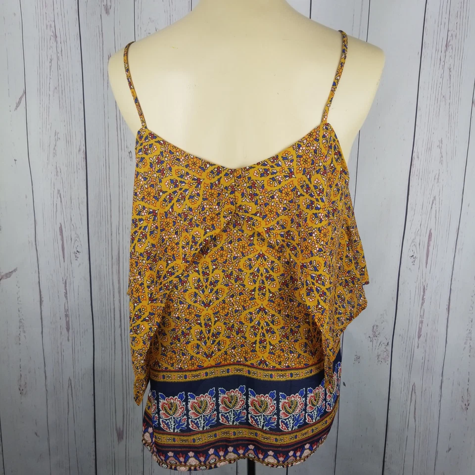Lily White Tank Top Womens Medium Sleeveless Spaghetti Strap Paisley Yellow Foto 4 de 4