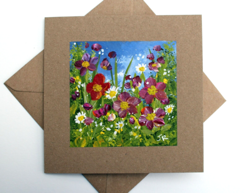 Real Painting: Handpainted Card "Countryside Flowers #67" by Judith Rowe - 第 1/1 張圖片