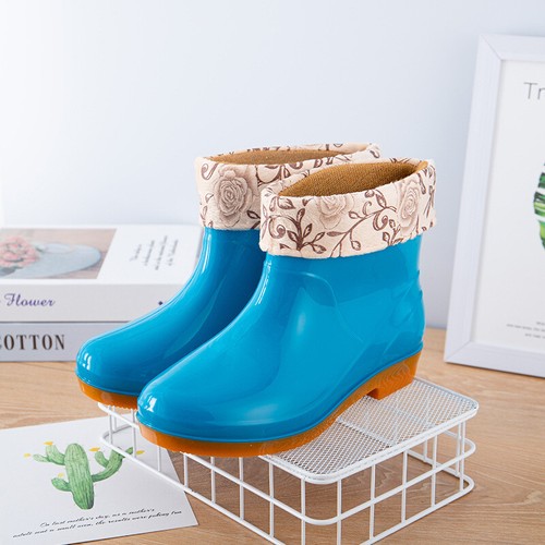 Stivaletti da pioggia corti donna impermeabili gomma antiscivolo tacco piatto scarpe in gomma - Foto 30 di 31