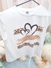 2 Ladies gold heart T-Shirts, size large, Chest 40, L25, white, valentines? new
