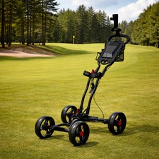 Premium 4 Wheel Golf Trolley Stable, Lightweight, Compact Fold Built-In Storage