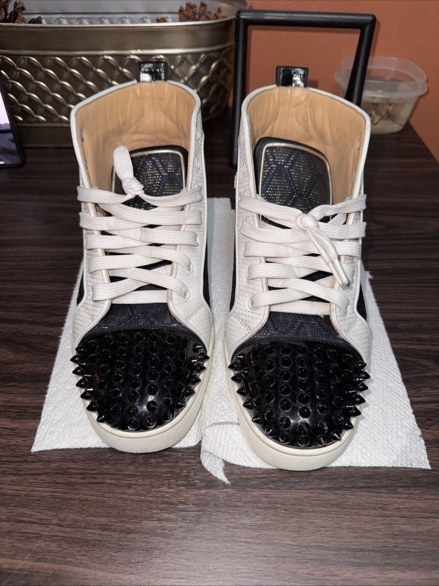 Christian Louboutin White And Blue Snake Skin Red Bottoms  display picture 3