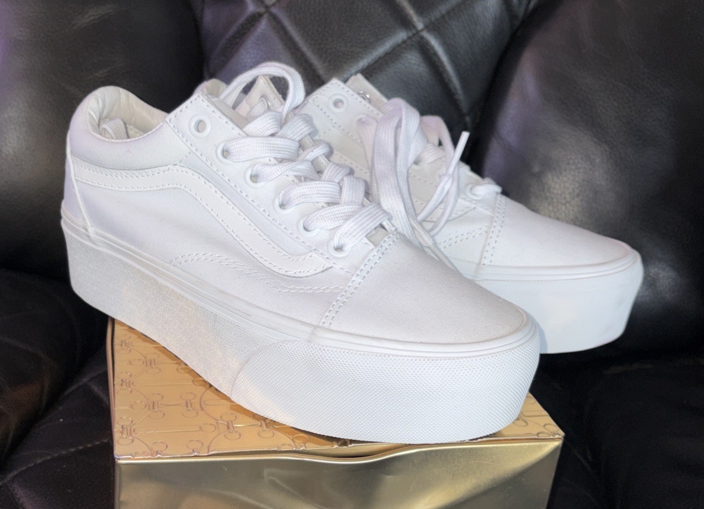 Vans Old Skool Stackform True White VN0A7Q5MW00 Women's size 5