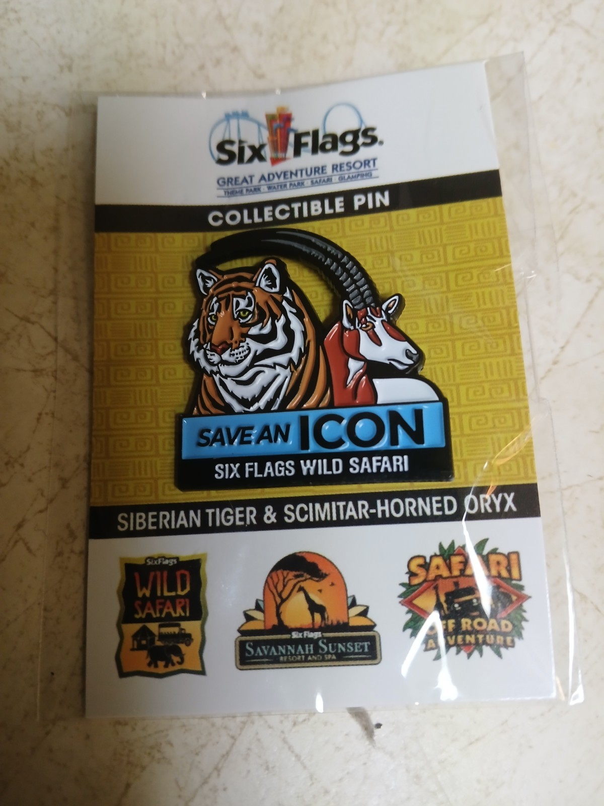 Six Flags Safari Siberian Tiger Collectible Pin 2024 New In Package