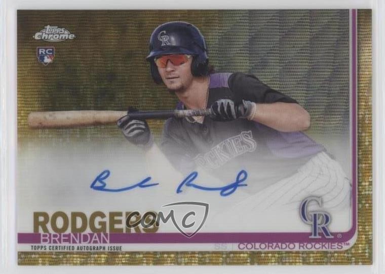 2019 Topps Chrome Rookie Gold Wave Refractor 18/50 Brendan Rodgers Auto RC 4f5