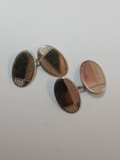 Vintage 9ct Gold On Silver Cufflinks . Hallmarked- Gold On Silver. 7.1g.