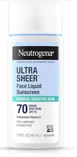 Neutrogena Ultra Sheer Face Liquid Sunscreen Lotion Mineral Sensitive Skin SPF70