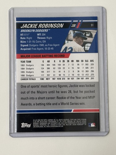 2008 Topps Stadium Club JACKIE ROBINSON #91 - Picture 2 of 2