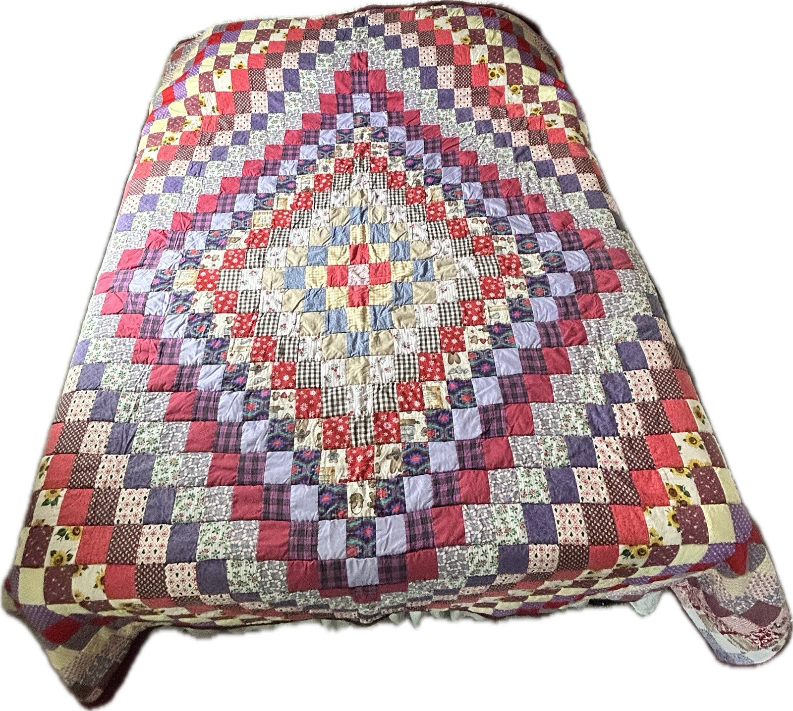 Around the World (ATW) Bright Colors in Queen Size Hand Stitched