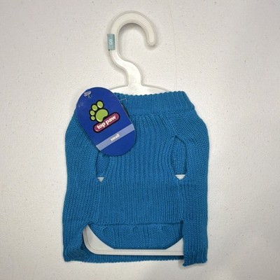 Top Paw Blue Acrylic Sweater Small Dog Warm Solid Cable Knit Apparel w/ Hanger