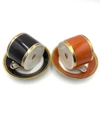 Richard Ginori Impero Onyx Black Impero Orange 2 Set USED