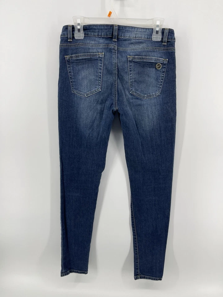 Pantalones de mezclilla ajustados elásticos Michael Kors para mujer talla 6 azul tiro bajo 30X29 Foto 2 de 4