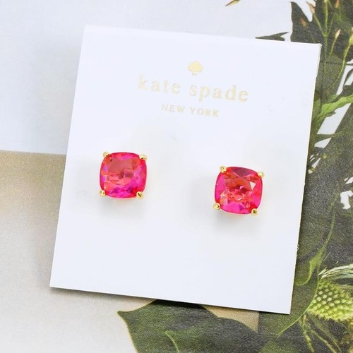 NWT Kate Spade Square Mini Stud Earrings $32 Fuchsia Pink - Picture 3 of 5
