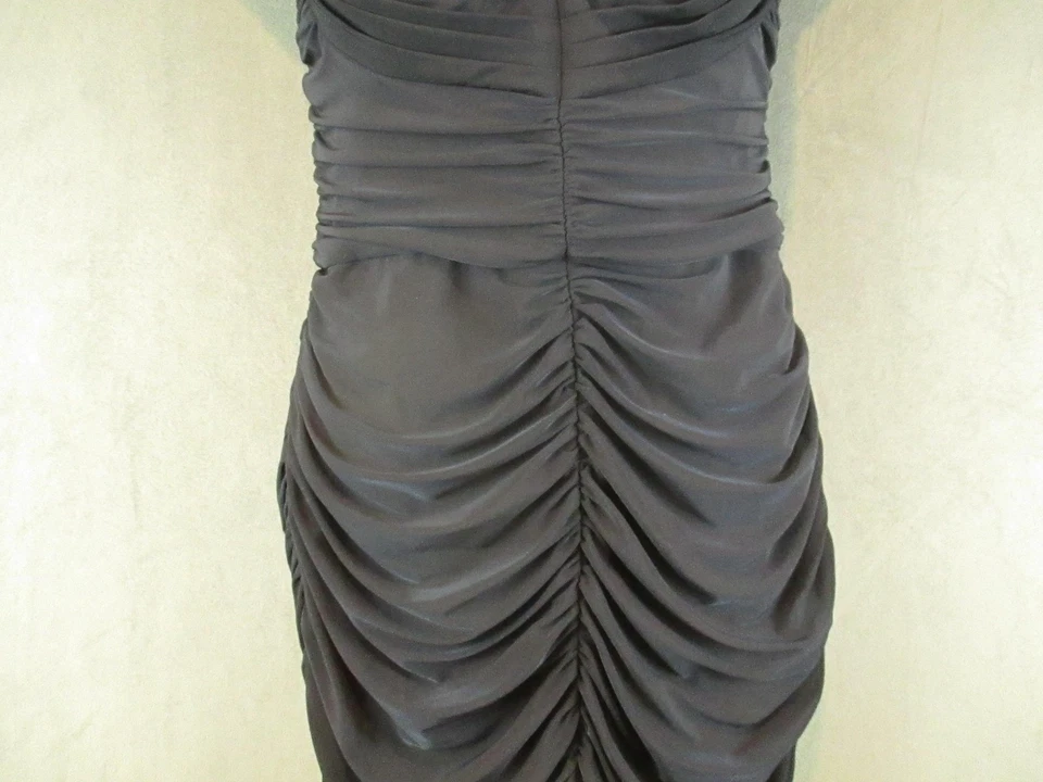 Vestido Tadashi Shoji Para Mujer XS Negro Acanalado Encaje Manga Gorra Bodycon Midi Cóctel Foto 3 de 4