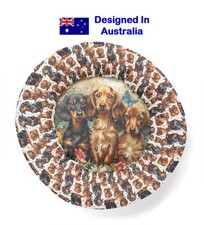 Dachshund Round Pet Bed Dog Puppy Cat Sausage Dog Wiener Doxie Dapple Black Tan