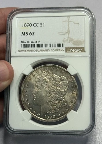 1890 CC Morgan Silver Dollar NGC MS62