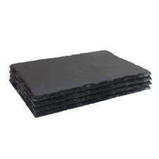 4 Pack 12 x 8 Black Slate Cheese Board with Natural Edge for Kitchen Dining P...