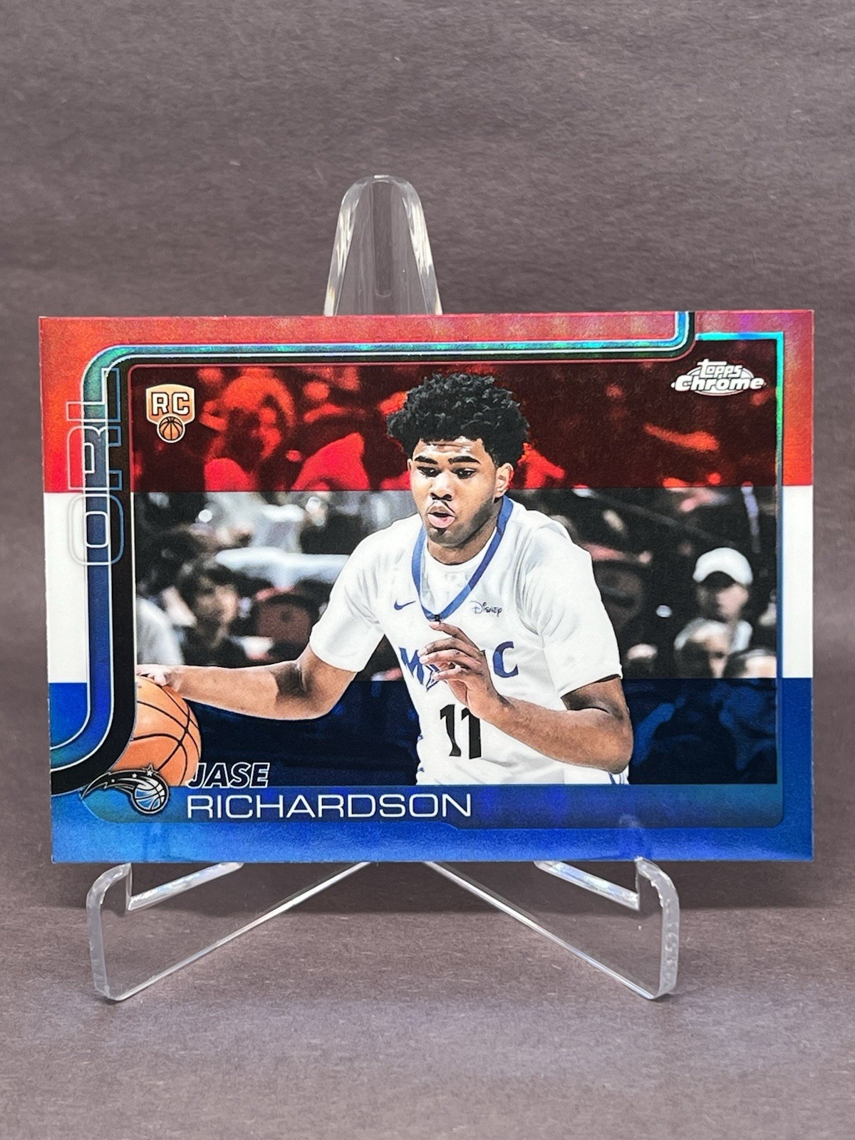 2025-26 Topps Chrome Jase Richardson 275 RC Red White Blue Refractor - ORL Magic