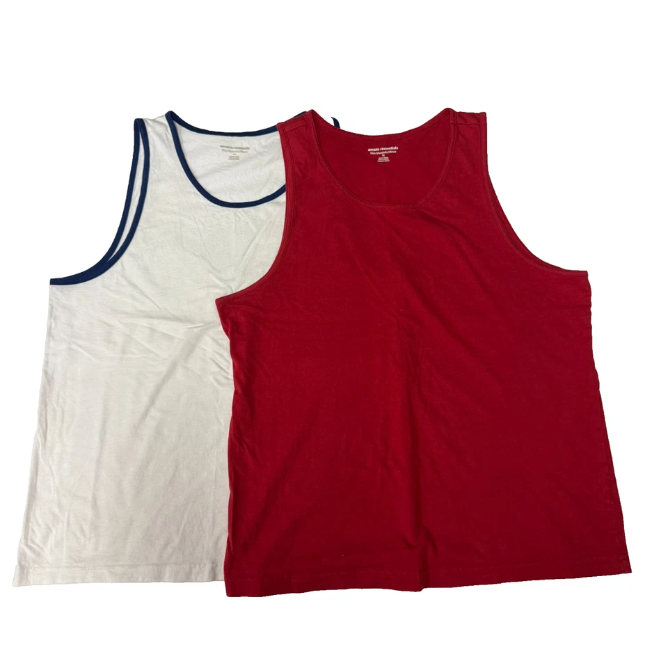 Lote de 2 piezas Amazon Essentials Para hombres Blanco Rojo Camiseta sin mangas Entrenamiento Gimnasio MÚSCULO Camisa M Foto 2 de 4