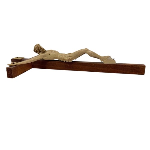 Vintage Wood Crucifix Cross Early Plastic Jesus INRI Wall Hanging Religious - Picture 7 of 10