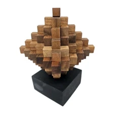 51 Piece Pagoda Interlocking Wood Puzzle Brain Teaser Death Star Giant Crystal