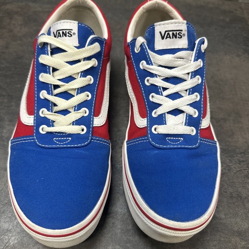 Vans Shoes Youth Size 7 Women’s 9 Lace Up Canvas Red White Blue 500714 - Picture 2 of 11