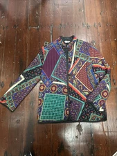 VTG Patchwork Style Jacket Toggle Buttons Johnny Appleseed Med Classic Paisley