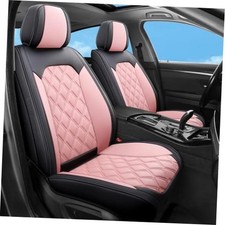 Car Seat Covers Full Set, Universal Fit Faux Black and Pink Full Set 5 Seats
