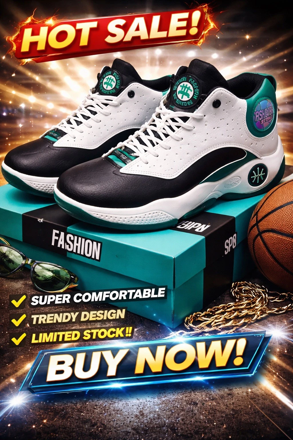 Spring New Men's High Top Shoes Sneakers Breathable Casual Sports Basketball