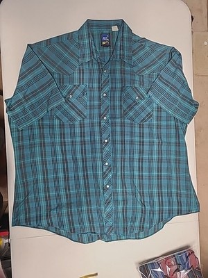 Vintage Pearl Snap Button Down Men s Rock Canyon Big Man 18 1/2 Neck (BB2)