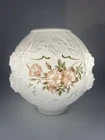Vintage Gone With The Wind Milk Glass Lamp Globe, Wild Rose Pattern