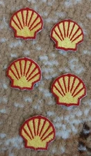 LOT OF 5 Vtg SHELL GASOLINE Badge Oil Gas Station CLOTHING PATCH Auto Car & Fuel