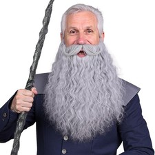 45cm Long Fake Beard Costume for Halloween, Wizard Cosplay Realistic Fake...