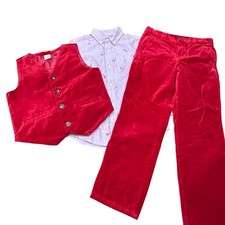 Gymboree Christmas Outfit Red Velvet Candy Canes Boys Size 8 Shirt Vest Pants