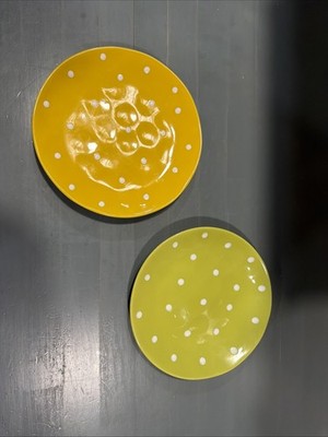 Set of 2 Plates Maxwell & Williams Sprinkle Dot Yellow & Green Salad Plate 8''