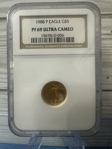 1988 P $5 Gold Eagle PF69 Ultra Cameo NGC Certified Proof Coin