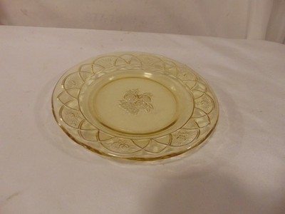 VTG 1930's Federal Depression Glass Rosemary Amber Dutch Rose 6 1/2'' Bread Plate