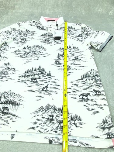 Camisa Polo Greyson Hombres Grande Blanca Estampado Lobo Golf Bonita Bay Club Cuello - Imagen 7 de 11