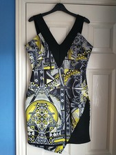 Miss Selfridge Dress With Asymmetric Hem  And V Neckline Size 14 Vivid Design