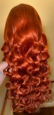 Brand New, 26 Inch, Ginger Red, Wavy, 100% Human Hair, Lace Front, Wig
