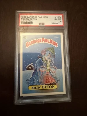 1986 GARBAGE PAIL KIDS STICKER #158a - MELTIN' ELTON PSA 8 - Bild 1 von 2