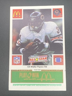 1986 McDonald's Play & Win - All-Star Team Walter Payton Green Tab