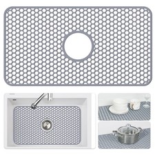 Silicone Sink Mat - Protectors for Kitchen Sink with Center Drain, 26"x 14" K...