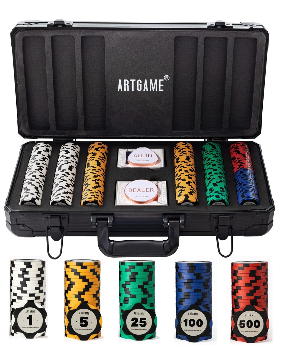ARTGAME 14 Gram Clay Poker Chip Set for Texas Hold'em, 300Pcs