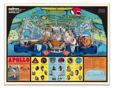 Spacecraft Command Module Apollo Command Module Interior Poster – 1970 Space Program French ...