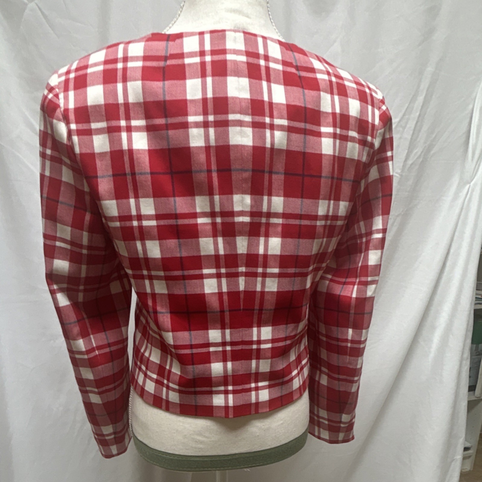 J.Crew Red Plaid Button Front Collared Lined Blaz… - image 3
