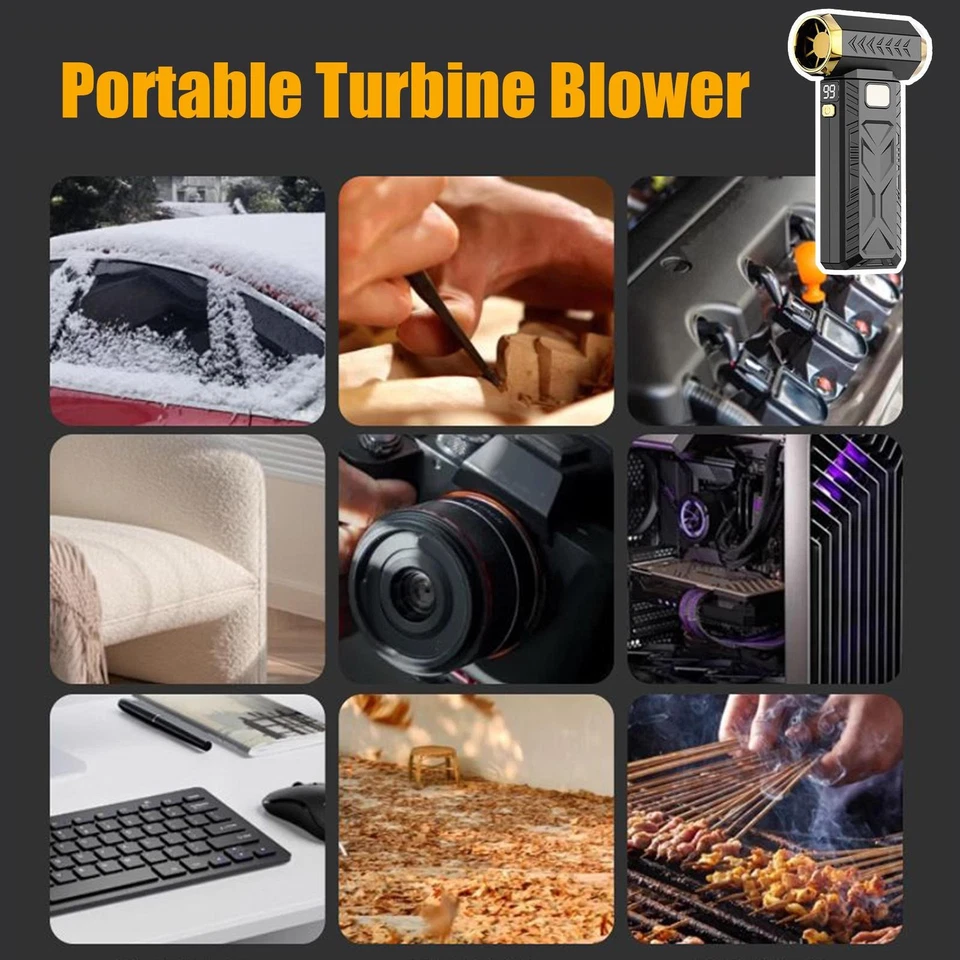 Dust Blower 3-Gear Adjustable Cordless Fan USB Rechargeable Turbine Air - Bild 2 von 4