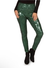 NWT TIPSY ELVES DARK GREEN SEQUIN HIGH WAIST LEGGINGS Women's Small Party