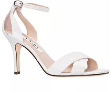 Nina Women's Venus Crisscross Stiletto Evening Sandals Ivory Satin 6.5M